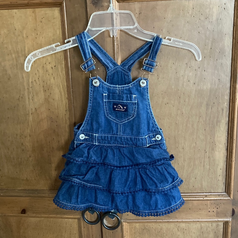 Jordache Girls 3T Toddler Overall Coverall Denim Dress - Ruffles Embellishment
